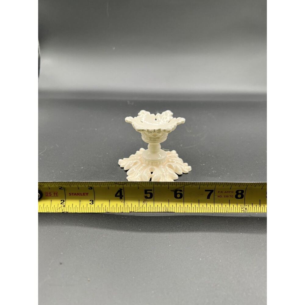 VINTAGE LENOX PORCELAIN CHINA AQUARIUS ORNATE IVORY GLOSSY CANDLESTICK